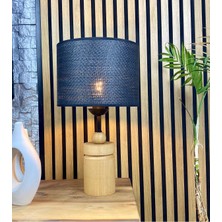 Decodelight Ahşap Naturel Silindir Ayaklı Hazeran Hasır Şapkalı Abajur Masa Lambası Modelleri