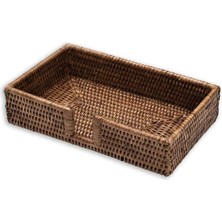 Caspari Rattan Guest Towel Napkin Holder In Dark Natural - 1 Each