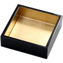 Caspari Lacquer Cocktail Napkin Holder In Black & Gold - 1 Each