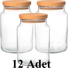 Özbience 12'li Ahşap Kapaklı Büyük Boy Kavanoz Takımı 500ML, Şık ve Kullanışlı Set