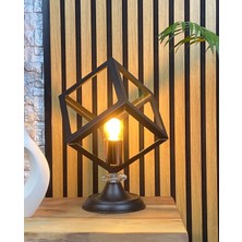 Decodelight Siyah Metal Ayaklı Küp Başlıklı Modern Dizayn Bakır Duylu Abajur Masa Lambası Modelleri