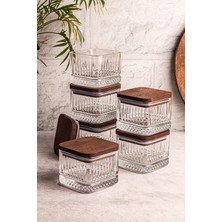 Özbience 6'lı Ahşap Kapaklı Cam Kahvaltılık ve Çerezlik Seti, 230 ml