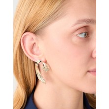 Jimmy Key Altın Rengi Asimetrik Figürlü Parlak Modern Küpe