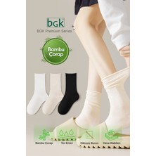 Bgk 3 Çift Bambu Kadın Lastiksiz Renkli Soket Dikişsiz Çorap