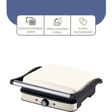 Özbience Pratik ve Şık 2000W Tost Makinesi, Krem Renk, Hızlı ve Eşit Kızartma