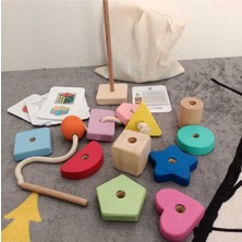 Özbience Ahşap Montessori Oyuncaklar, Giz Torbası ve Geometrik Şekiller Seti