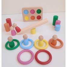 Özbience Renkli Montessori Halka Silindir Peg Bebek Seti, Eğlenceli ve Öğretici