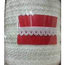 Nuvigo Çamaşır Lastiği Dantelli 1 cm 1 Metre Kırık Beyaz