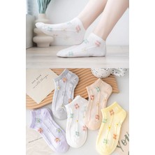 Bgk 5 Çift Çiçekli Kabartma Desenli Kadın Çorap