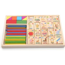Özbience Renkli Ahşap Çok Amaçlı Eğitici Set - Alfabe ve Matematik Öğretici