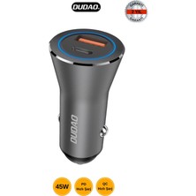 Dudao R4MAX 45W Süper Hızlı Araç Içi Çakmaklık Şarj Adaptörü | Usb-C Pd + Usb-A Qc Çıkış, Çift Portlu Güç, Tüm Telefonlara Uyumlu