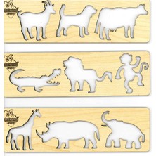 Özbience Ahşap Hayvan Çizim Kalıpları, Boyama ve Sanat Için