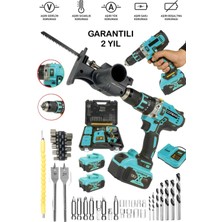 128 Vf Bakır Sargı Darbeli Matkap Seti, Çelik Metal Şanzıman, Vidalama ve Testere Aparatı