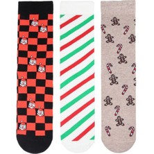 Bross Yılbaşı Desenli 3lü Erkek Soket Çorap Renkli ONL-02709