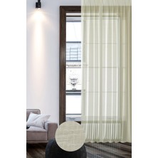 Goccia Keten Görünümlü Düz Tül Perde Pilesiz Krem