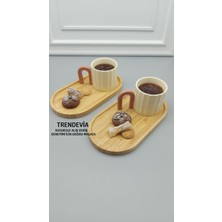 Bambu Oval Sunumluk Seti, 2 Parça, Çay ve Kahve Sunumu Için Şık Tasarım
