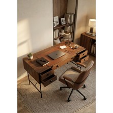 Mobilya Pratik Lamont Çalışma Masası, Home Ofis ve Yönetici Masası Modeli 4 çekmeceli 1 kapaklı raf