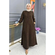 Nevayla Moda Şönil Kumaş Kışlık Comfort Ferace / Acı Kahve - F0501