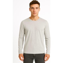 Axxel Erkek Gri Melanj Uzun Kollu Süprem T-SHIRT-D2275
