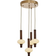 Avonni AV-5299-4ET Eskitme Kaplama Modern Avize E27 Metal Ahşap 35 cm