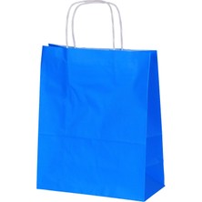 Ambalaj Pazarı Burgu Saplı Mavi Kağıt Çanta 25X12X31 cm - 25 Adet