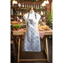 Moud's Beyaz Kar Taneleri Yılbaşı Desenli Mutfak Önlüğü, Aşçı Önlüğü, Garson Önlüğü, Restoran Önlük