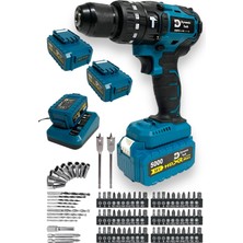 Çift Akülü Metal Şanzımanlı Darbeli Şarjlı Matkap Seti