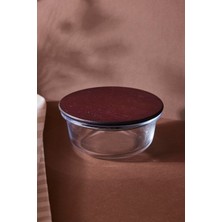 Perotti Locky Wood 390 ml Yuvarlak Cam Saklama Kabı