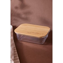 Perotti Locky Bamboo 640 ml Dikdörtgen Cam Saklama Kabı