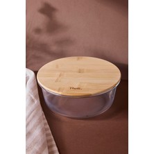 Perotti Locky Bamboo 1300 ml Yuvarlak Cam Saklama Kabı