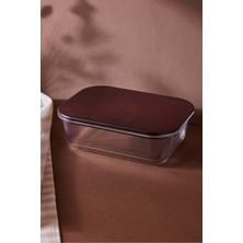 Perotti Locky Wood 1050 ml Dikdörtgen Cam Saklama Kabı