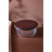 Perotti Locky Wood 640 ml Yuvarlak Cam Saklama Kabı