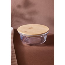 Perotti Locky Bamboo 390 ml Yuvarlak Cam Saklama Kabı