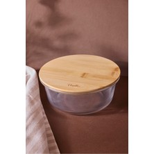 Perotti Locky Bamboo 970 ml Yuvarlak Cam Saklama Kabı