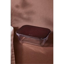 Perotti Locky Wood 370 ml Dikdörtgen Cam Saklama Kabı