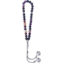 Bütüncül Şifa Mor Akik Doğal Taş Tesbih 33'lü