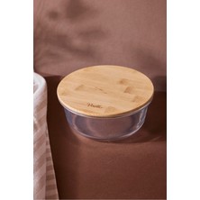 Perotti Locky Bamboo 640 ml Yuvarlak Cam Saklama Kabı