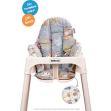 Beibons Çift Taraflı Bebek Mama Sandalyesi Minderi - Pamuklu Rahat Elyaf Dolgulu Mama Sandalyesi Yastığı