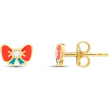 Assos Pırlanta Altın Fiyonk Figürlü Çocuk Küpe - 14K