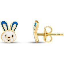 Assos Pırlanta Altın Tavşan Figürlü Çocuk Küpe - 14K