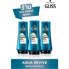 Gliss Aqua Revive Hyaluron ve Deniz Yosunu Içeren Nemlendirici Saç Kremi 360 ml x 3 Adet
