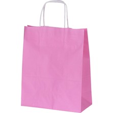Ambalaj Pazarı Burgu Saplı Pembe Kağıt Çanta 25X12X31 cm - 25 Adet