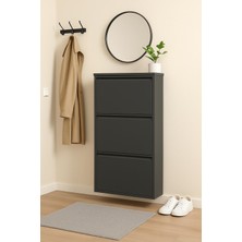 My Design Metal Ayakkabılık  3 Kapaklı Antrasit