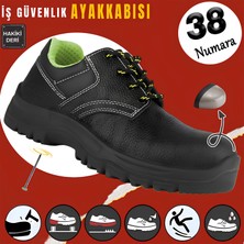Badem10 Iş Ayakkabısı Hakiki Deri Çelik Demir Burunlu 38 Numara Bağcıklı Çelik Ara Tabanlı Inşaatçı Ayakkabı