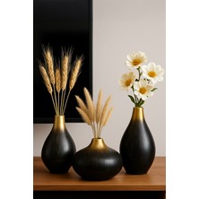 HMY Design Goldenshadow Handmade Dekoratif Seramik 3'lü Set Vazo