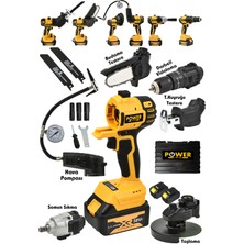 6'lı Pro Set: Şarjlı Matkap, Taşlama, Testere, Tilki Kuyruğu, Havalı Pompa