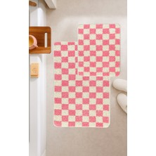Eurobano Chess 2'li Banyo Paspası Kaymaz Taban 80X50 40X50