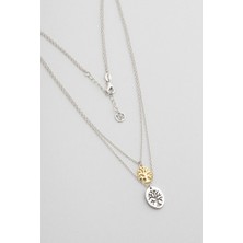 So CHIC İki Renkli Hayat Ağacı 18 Ayar Sarı Ve Beyaz Altın Kaplama 45 Cm Gümüş Kolye