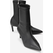 Luvi Rossano Siyah Streç Kadın Ince Topuklu Bot