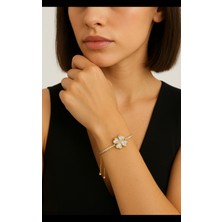 Dönen Yonca Gold Çelik Bileklik